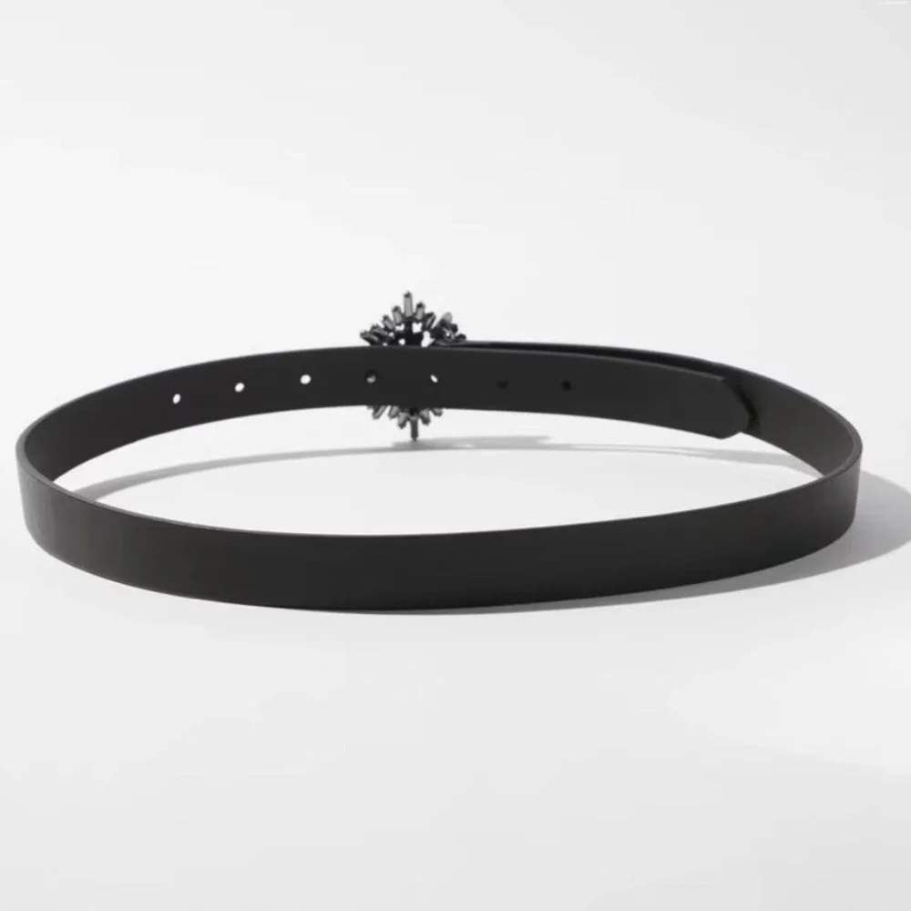 WHBM HEMATITE STARBURST BUCKLE BELT